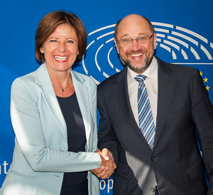 Ministerpräsidentin Malu Dreyer mit EU-Parlamentspräsident Martin Schulz