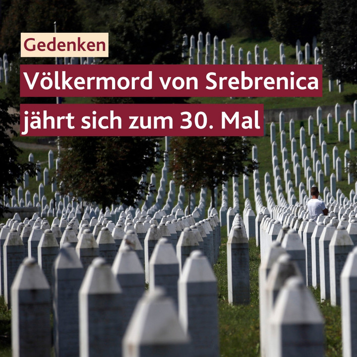 Das Bild zeigt den Friedhof der Gedenkstätte Potočari, einige Kilometer nördlich von Srebrenica.