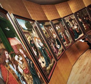 Landesmuseum in Mainz: die neun Tafeln des Hausbuchmeisters "Mainzer Marienleben" (1500-1505). Bild: dpa