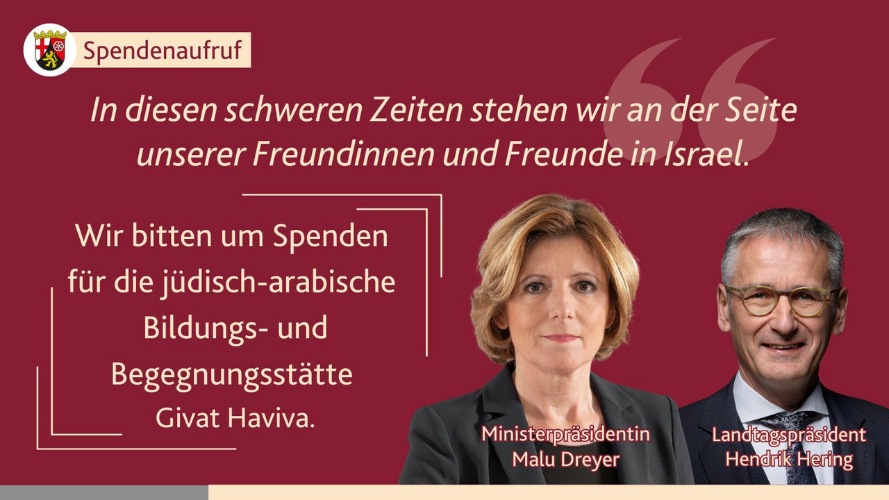Spendenaufruf Ministerpräsidentin Malu Dreyer und Landtagspräsident Hendrik Hering