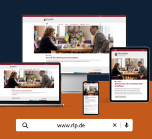 Die Webseite in verschiedenen Ansichten.