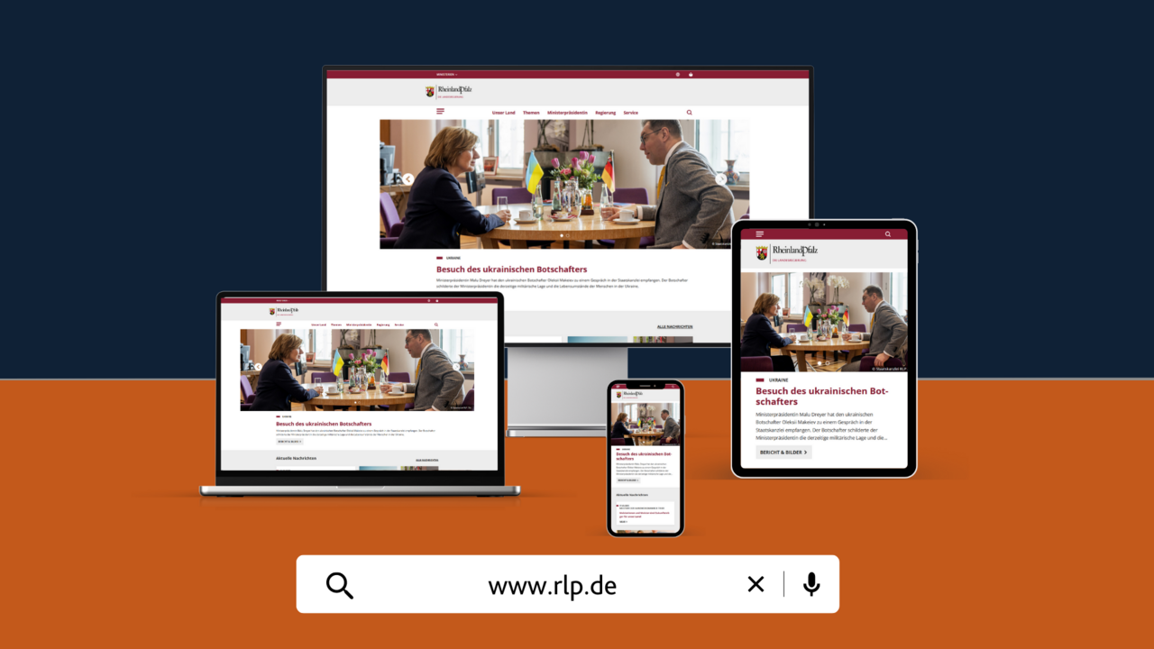Die Webseite in verschiedenen Ansichten.