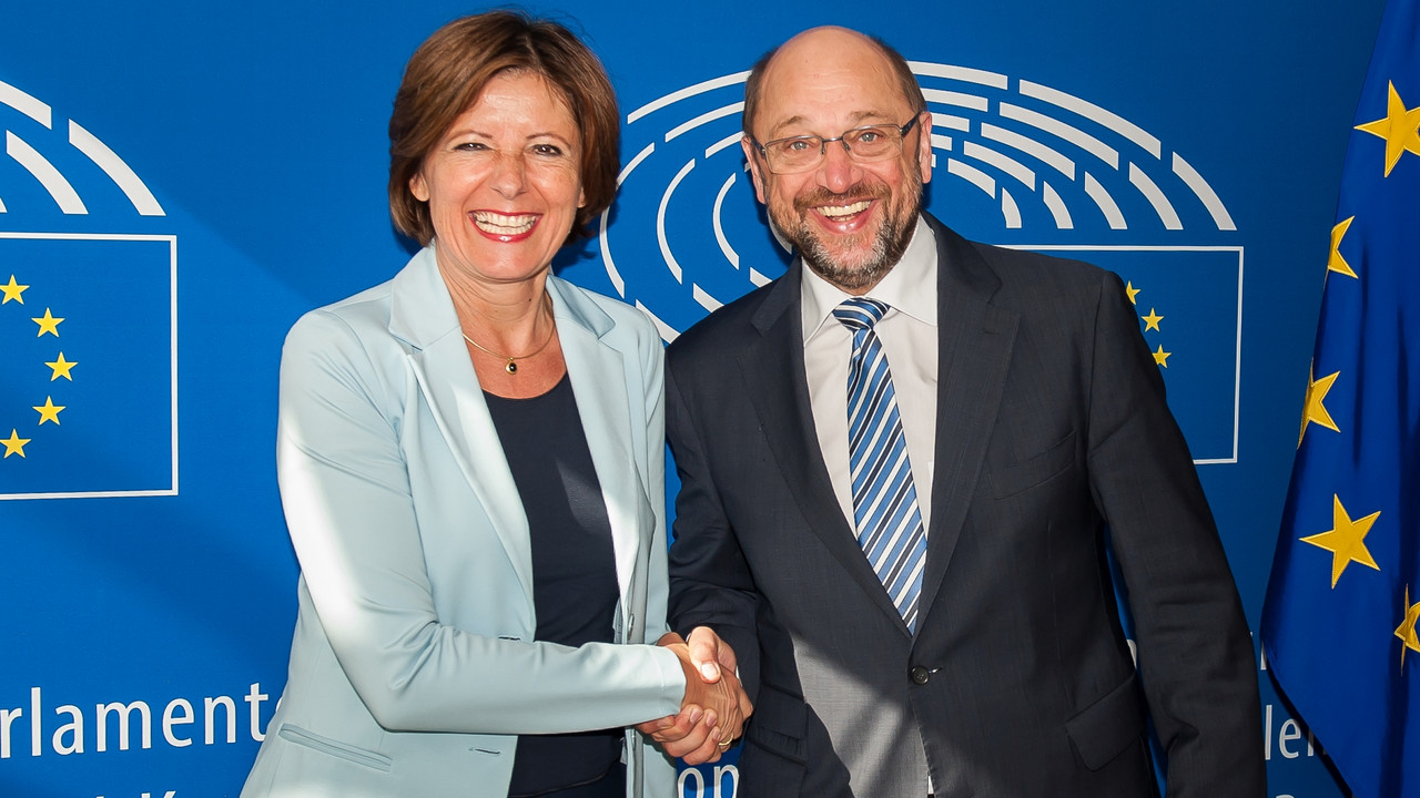 Ministerpräsidentin Malu Dreyer mit EU-Parlamentspräsident Martin Schulz