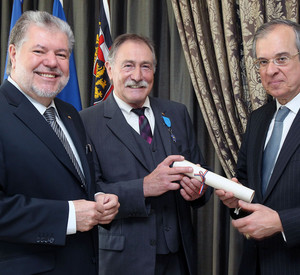 Ministerpräsident Beck, Clemens Nagel und Botschafter Gourdault-Montagne; Bild: Sämmer