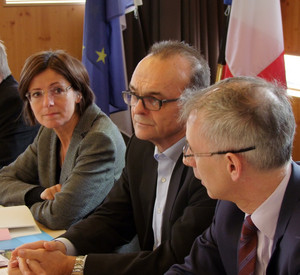 Ministerpräsidentin Malu Dreyer zusammen mit dem Vorsitzenden des Eurodistrict PAMINA, Dr. Fritz Brechtel und dem Geschäftsführer des Eurodistrict PAMINA, Dr. Patrice Harster, Quelle: Kristine Clev EURODISTRICT PAMINA