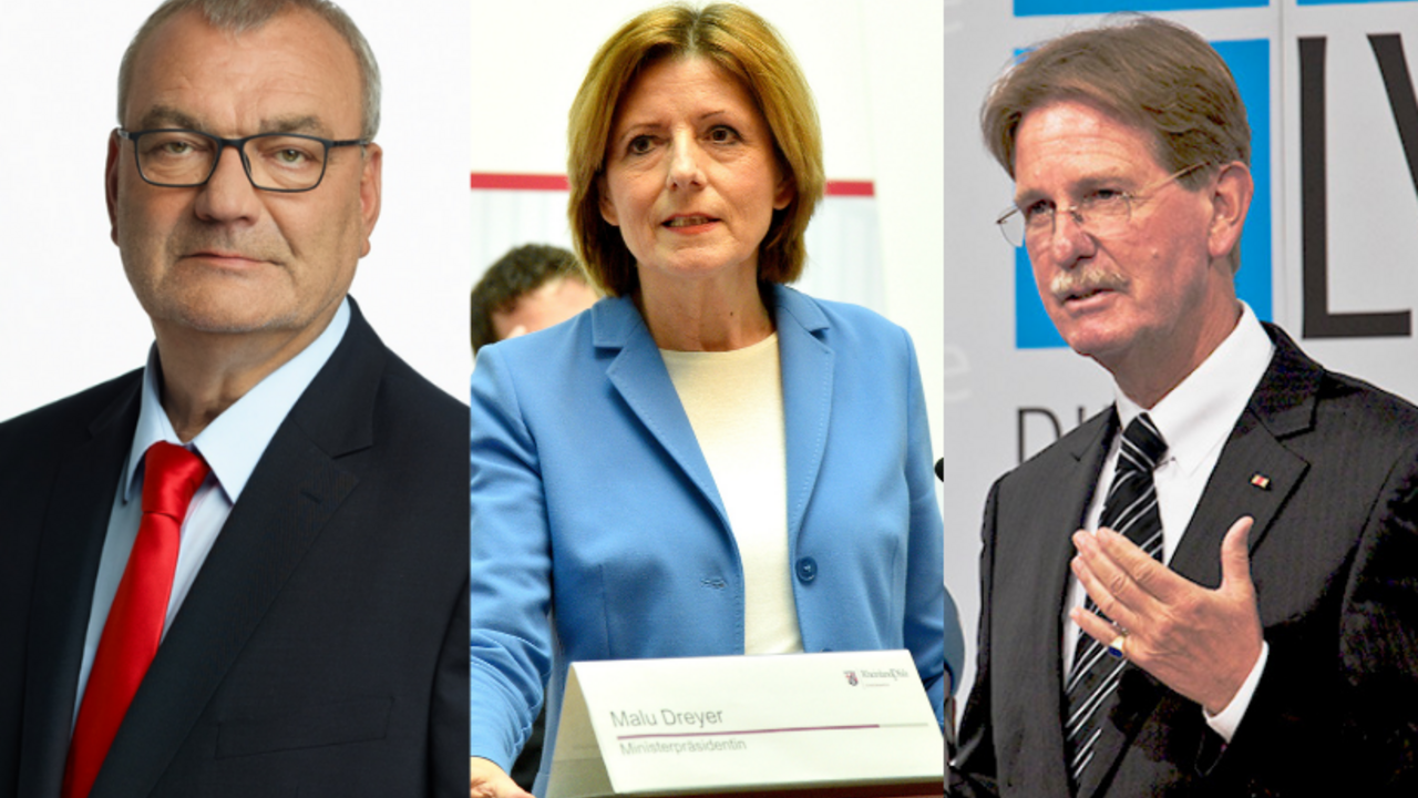 Dietmar Muscheid, DGB Rheinland-Pfalz / Saarland, Ministerpräsidentin Malu Dreyer und Dr. Gerhard F. Braun, LVU Präsident Rheinland-Pfalz Dietmar Muscheid, DGB Rheinland-Pfalz / Saarland, Ministerpräsidentin Malu Dreyer und Dr. Gerhard F. Braun, LVU Präsident Rheinland-Pfalz