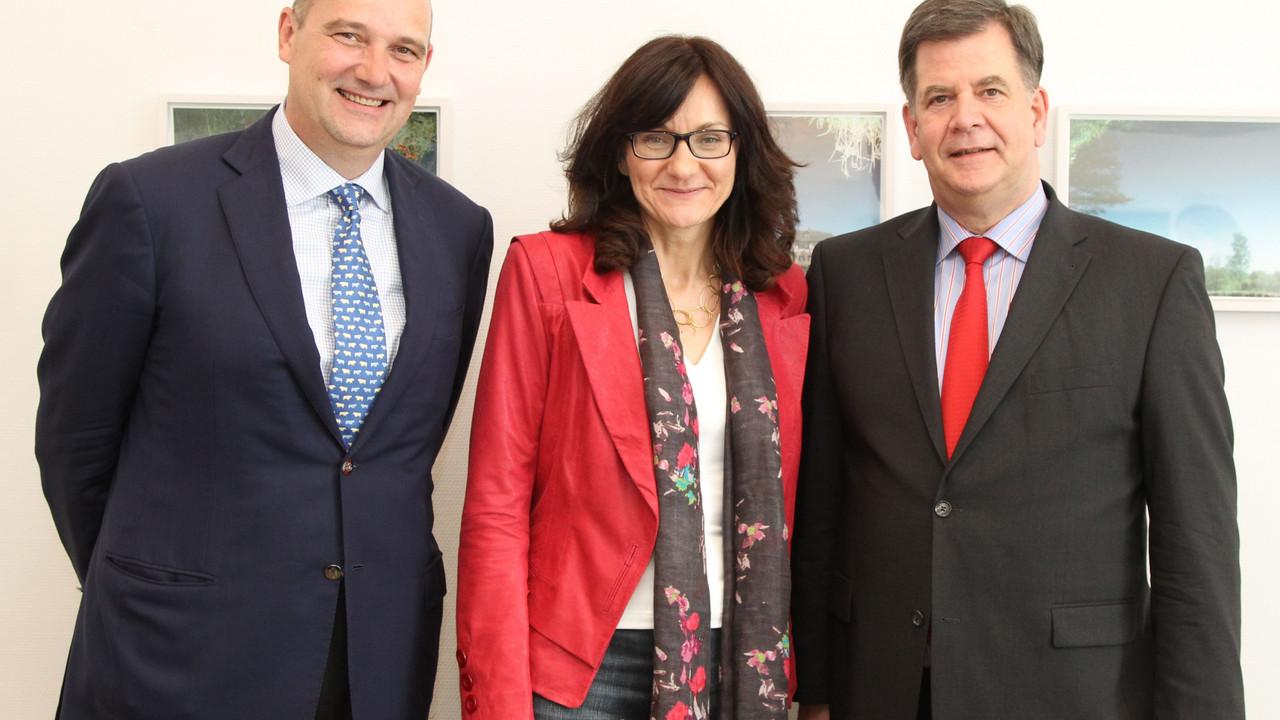 Staatssekretärin Jacqueline Kraege, Generalsekretäre der Benelux-Union, Dr. Jan van Laarhoven und Alain de Muyser, Foto: Sämmer /©staatskanzlei