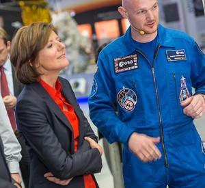 Alexander Gerst und Malu Dreyer im Gespräch; Foto: Technik Museum Speyer