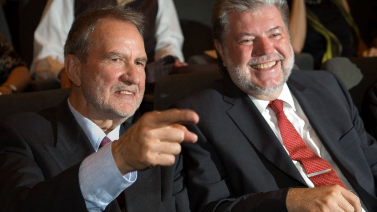 Regisseur Edgar Reitz und Ministerpräsident Kurt Beck; Bild: rlp-Archiv