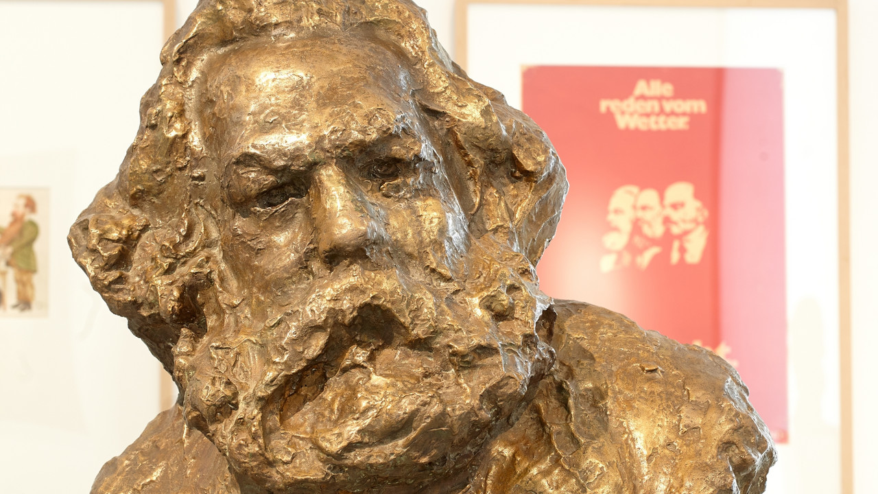 Bronzebüste Karl Marx von Anna Golubkina in der Trierer Ausstellung; Bild: dpa