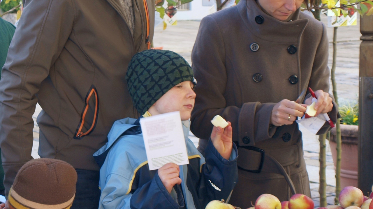 Besucher beim Apfelmarkt in Traunstein; Bild: tag-der-regionen.de