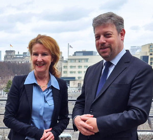 Antrittsbesuch belgischer Botschafter S.E. Piet Heirbaut bei Heike Raab in Berlin