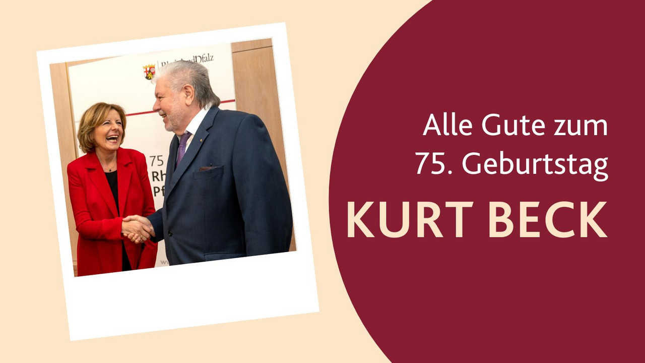 Ministerpräsidentin Malu Dreyer gratuliert Kurt Beck zum 75. Geburtstag