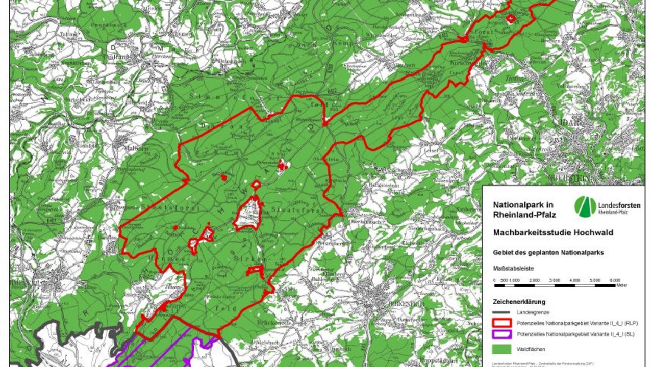 Gebietskulisse für den möglichen Nationalpark; Karte: Landesforsten Rheinland-Pfalz
