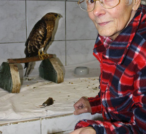 Helge Steffens in der Wildvogel-Pflegestation; Bild: dpa