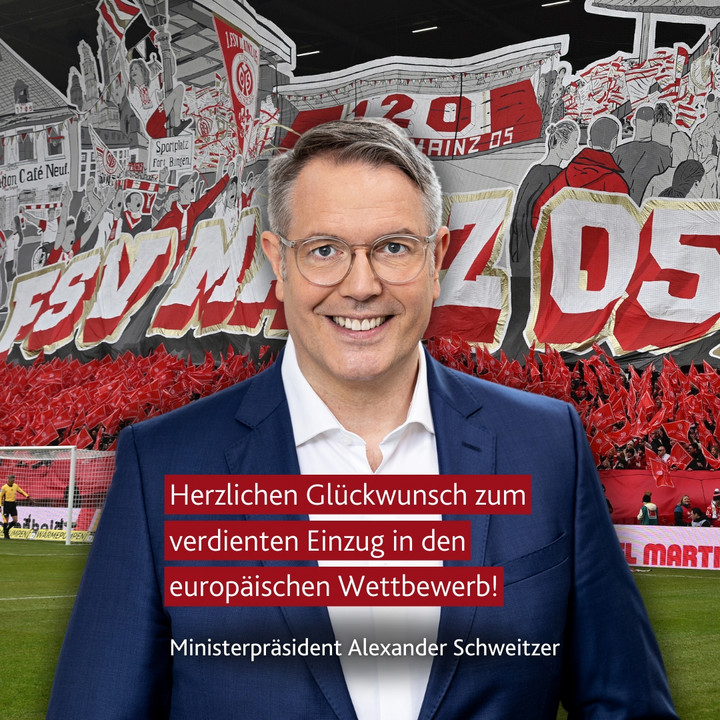 Ministerpräsident Alexander Schweitzer gratuliert Mainz 05