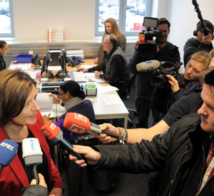 Ministerpräsidentin Malu Dreyer im neuen Ankunftszentrum des BAMF in Trier.