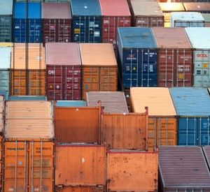 Container im Hafen; Bild: dpa