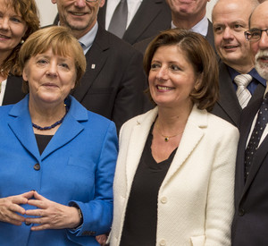 Ministerpräsidentin Malu Dreyer mit Bundeskanzlerin Angela Merkel beim Jahresempfang der Wirtschaft