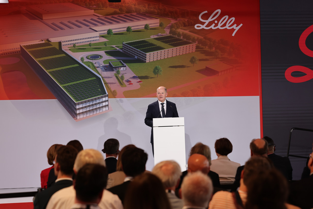 Bundeskanzler Olaf Scholz beim Spatenstich von Eli Lilly in Alzey